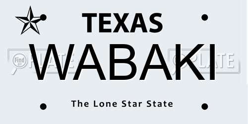 WABAKI Texas License Plate