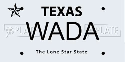 WADA Texas License Plate