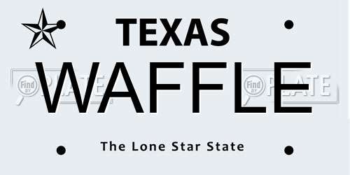 WAFFLE Texas License Plate