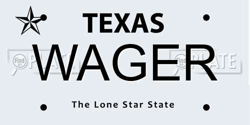 WAGER Texas License Plate