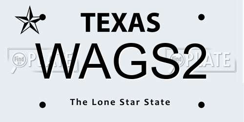 WAGS2 Texas License Plate
