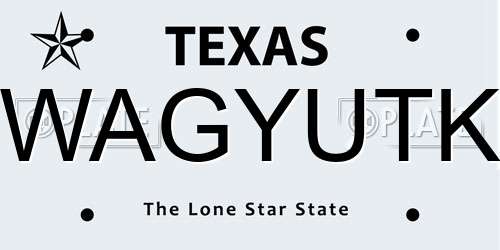 WAGYUTK Texas License Plate