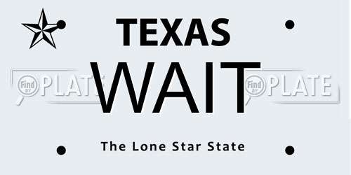WAIT Texas License Plate