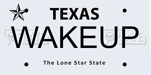 WAKEUP Texas License Plate