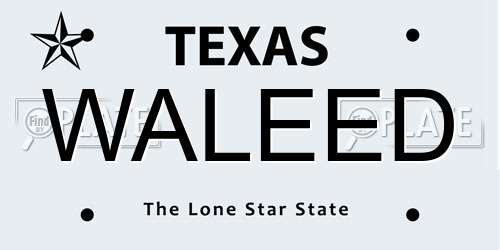 WALEED Texas License Plate