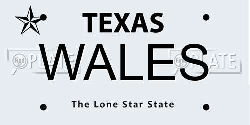 WALES Texas License Plate