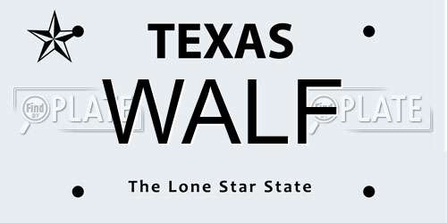 WALF Texas License Plate