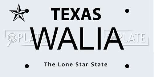 WALIA Texas License Plate