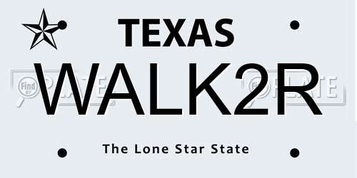 WALK2R Texas License Plate