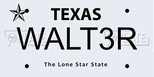 WALT3R Texas License Plate