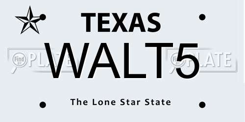 WALT5 Texas License Plate