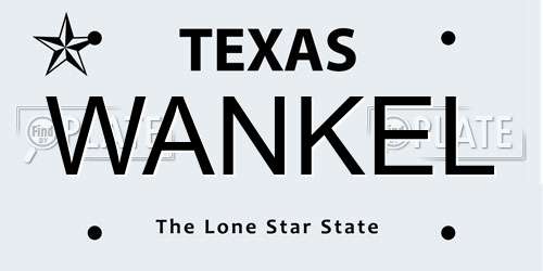 WANKEL Texas License Plate