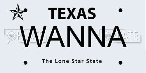 WANNA Texas License Plate