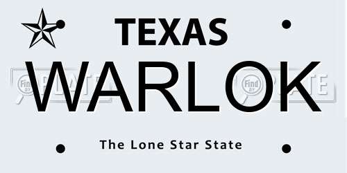 WARLOK Texas License Plate