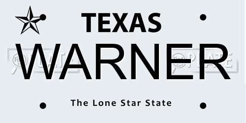WARNER Texas License Plate
