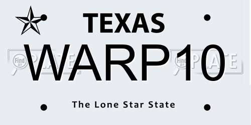 WARP10 Texas License Plate