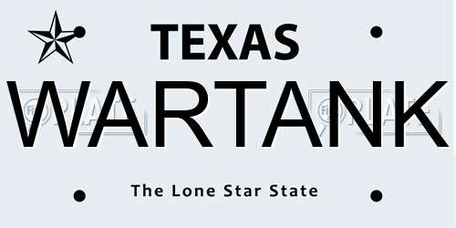 WARTANK Texas License Plate
