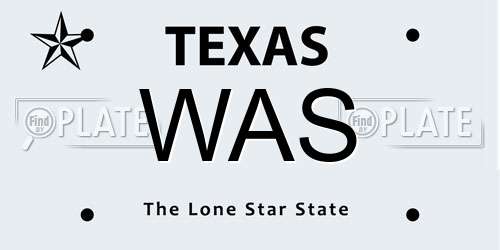 WAS Texas License Plate