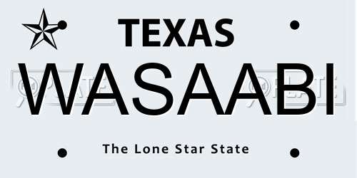 WASAABI Texas License Plate