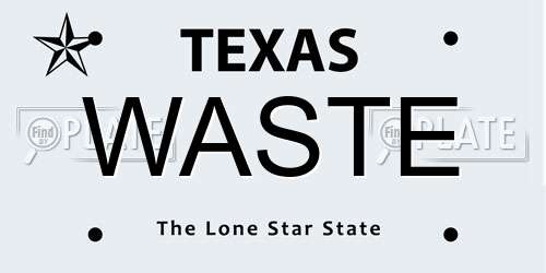 WASTE Texas License Plate