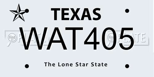 WAT405 Texas License Plate