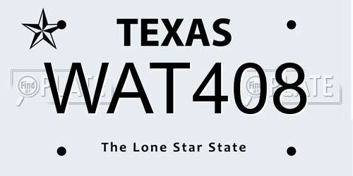 WAT408 Texas License Plate