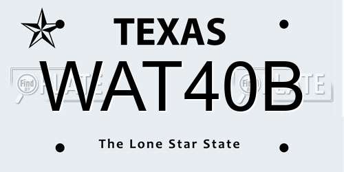 WAT40B Texas License Plate