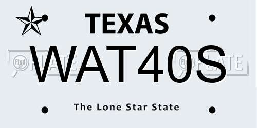 WAT40S Texas License Plate