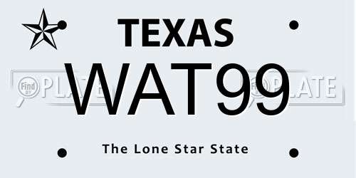 WAT99 Texas License Plate