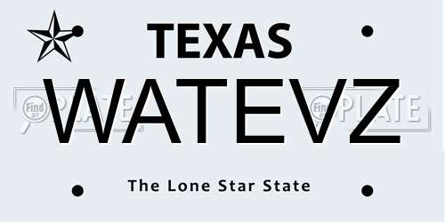WATEVZ Texas License Plate