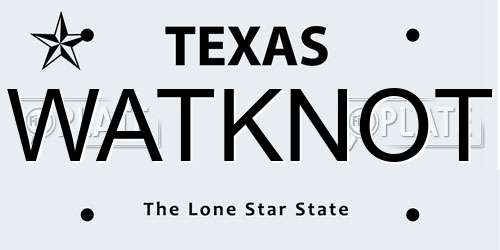 WATKNOT Texas License Plate