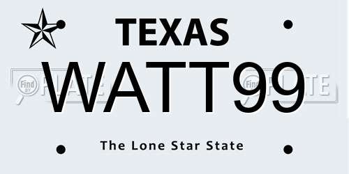 WATT99 Texas License Plate
