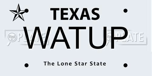 WATUP Texas License Plate