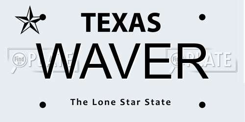 WAVER Texas License Plate