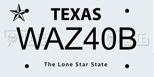 WAZ40B Texas License Plate