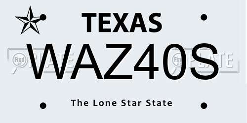 WAZ40S Texas License Plate