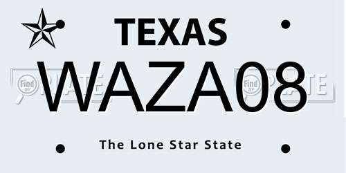 WAZA08 Texas License Plate