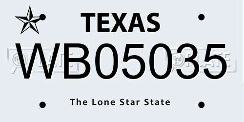 WB05035 Texas License Plate