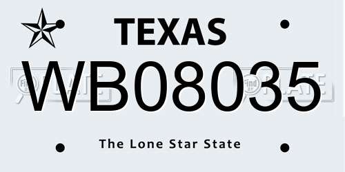 WB08035 Texas License Plate