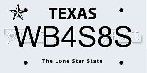 WB4S8S Texas License Plate