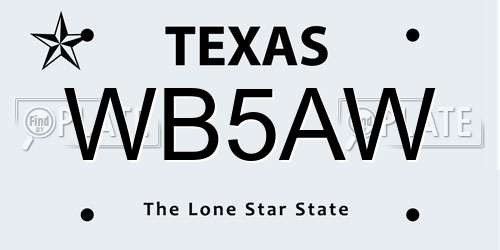 WB5AW Texas License Plate