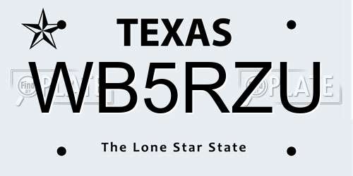 WB5RZU Texas License Plate