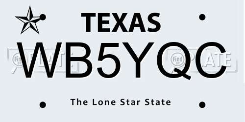 WB5YQC Texas License Plate