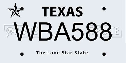 WBA588 Texas License Plate