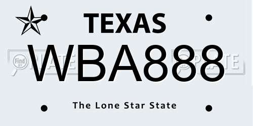 WBA888 Texas License Plate