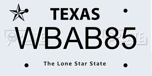 WBAB85 Texas License Plate