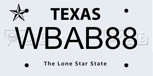 WBAB88 Texas License Plate