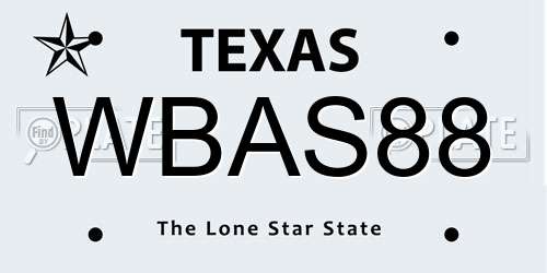 WBAS88 Texas License Plate