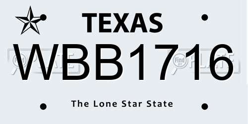 WBB1716 Texas License Plate