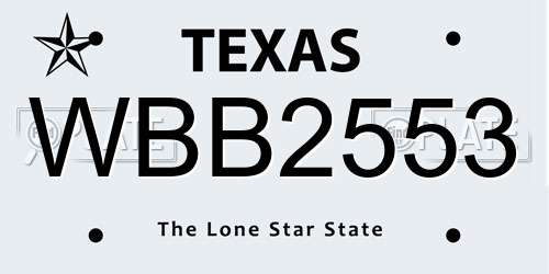 WBB2553 Texas License Plate